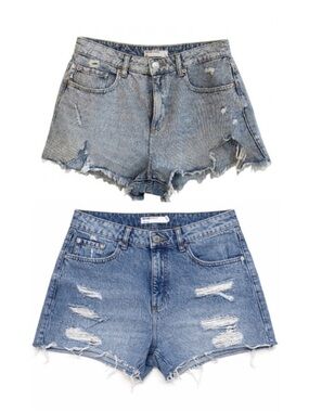 2 Garage Distressed Blue Denim ‘Festival’ & ‘Mom’ Shorts Bundle – Size 28/7 GUC